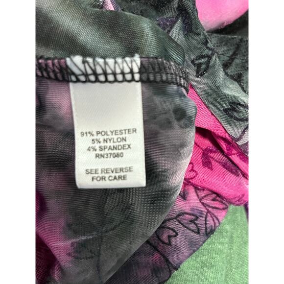 VTG Y2K Fairy Grunge Blouse 18/20W Pink Black Floral Velvet Burnout Whimsigoth - Picture 7 of 7